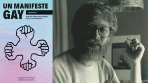 La couverture d'« Un manifeste gay » et une photo de Carl Wittman (non datée)